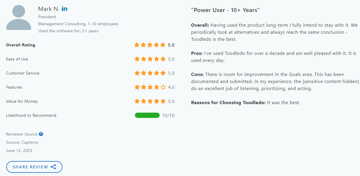 Toodledo testimonials